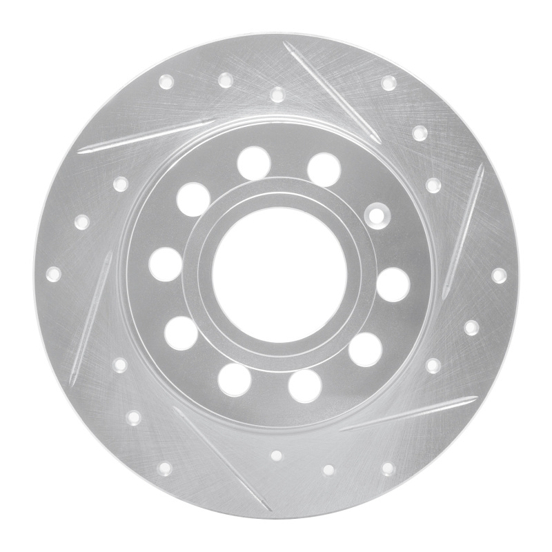 R1 10-19 Audi A3 Rear Right Drilled & Slotted Silver Brake Rotor
