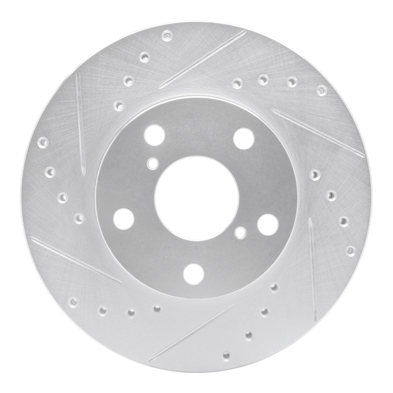R1 92-98 Lexus SC300 Front Left Drilled & Slotted Silver Brake Rotor
