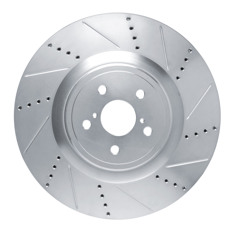 R1 15-22 Lexus RC F Right Front Drilled & Slotted Silver Brake Rotor