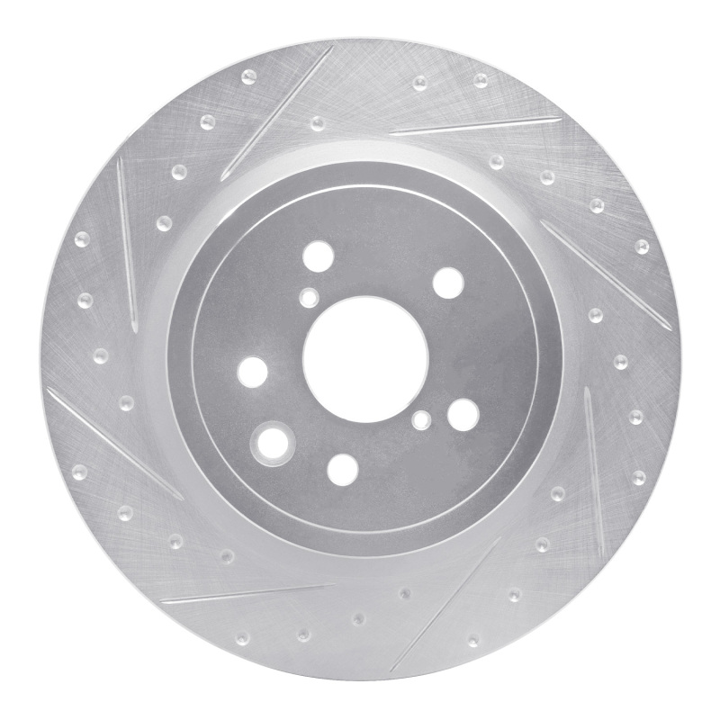 R1 15-22 Lexus RC F Left Rear Drilled & Slotted Silver Brake Rotor
