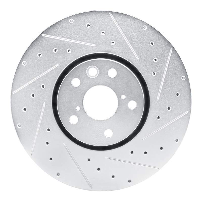 R1 06-20 Lexus IS200T Right Front Drilled & Slotted Silver Brake Rotor