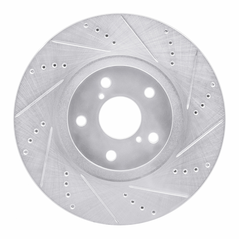 R1 93-98 Toyota Supra Left Front Drilled & Slotted Silver Brake Rotor