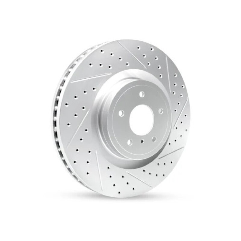 R1 08-15 Mitsubishi Lancer Front Left Drilled & Slotted Geo-Carbon Rotor