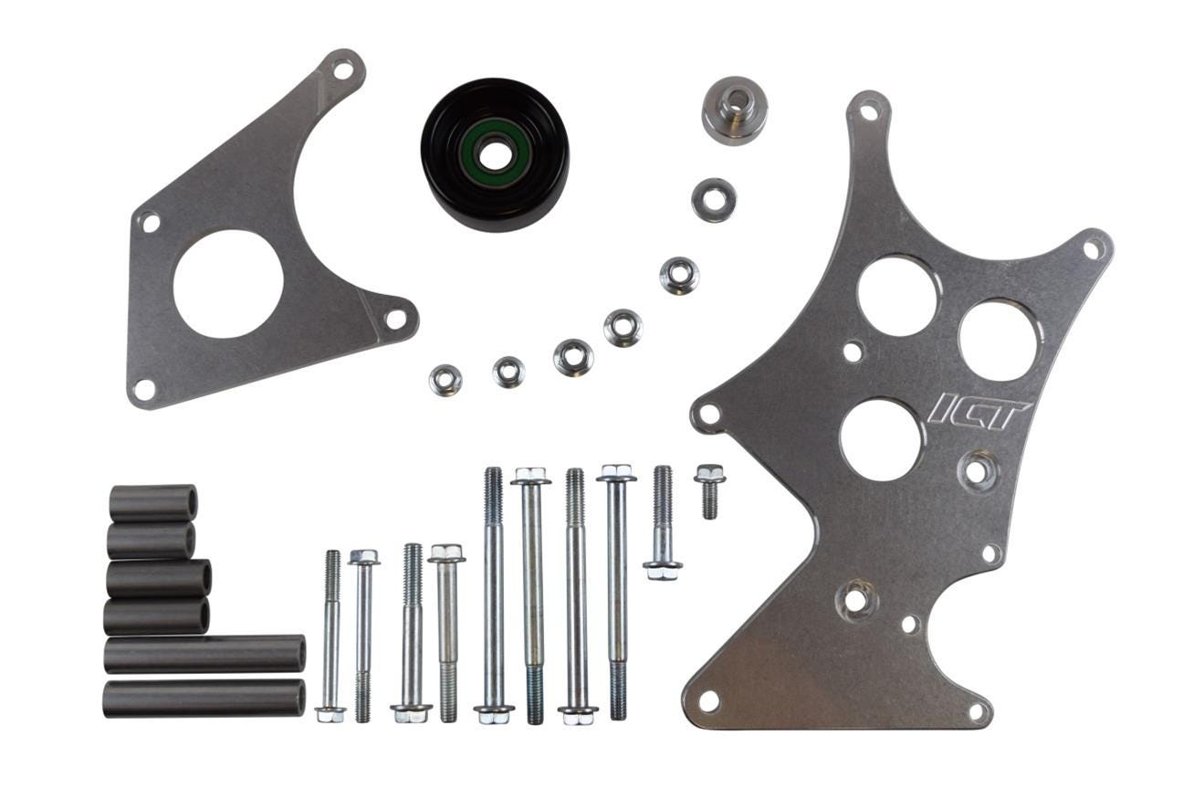 ICT Billet Alternator & Power Steering Bracket Kit - Turbo Applications - High Mount - F-Body Balancer Spacing - 551362-2