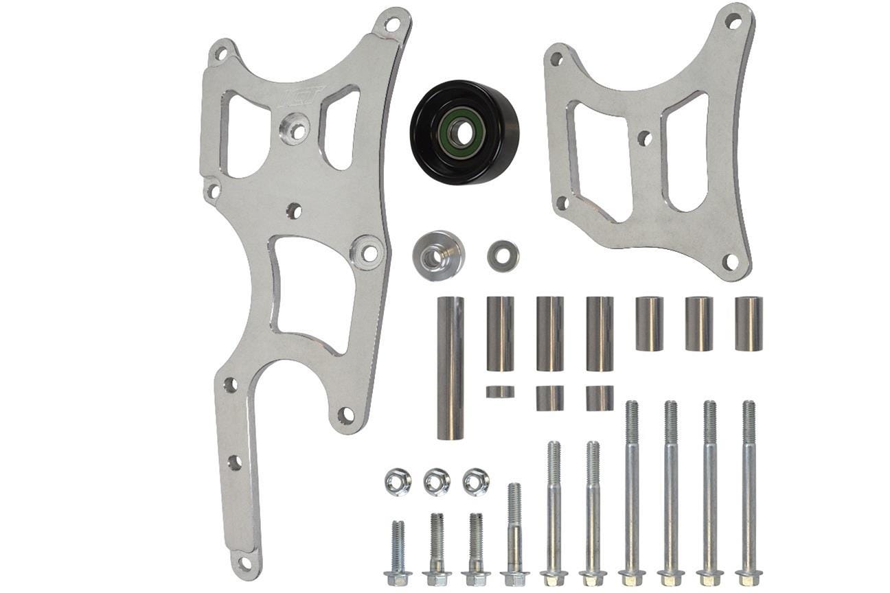 ICT Billet Alternator & Power Steering Bracket Kit - LS TRUCK/2010-15 Camaro Balancer - 551747
