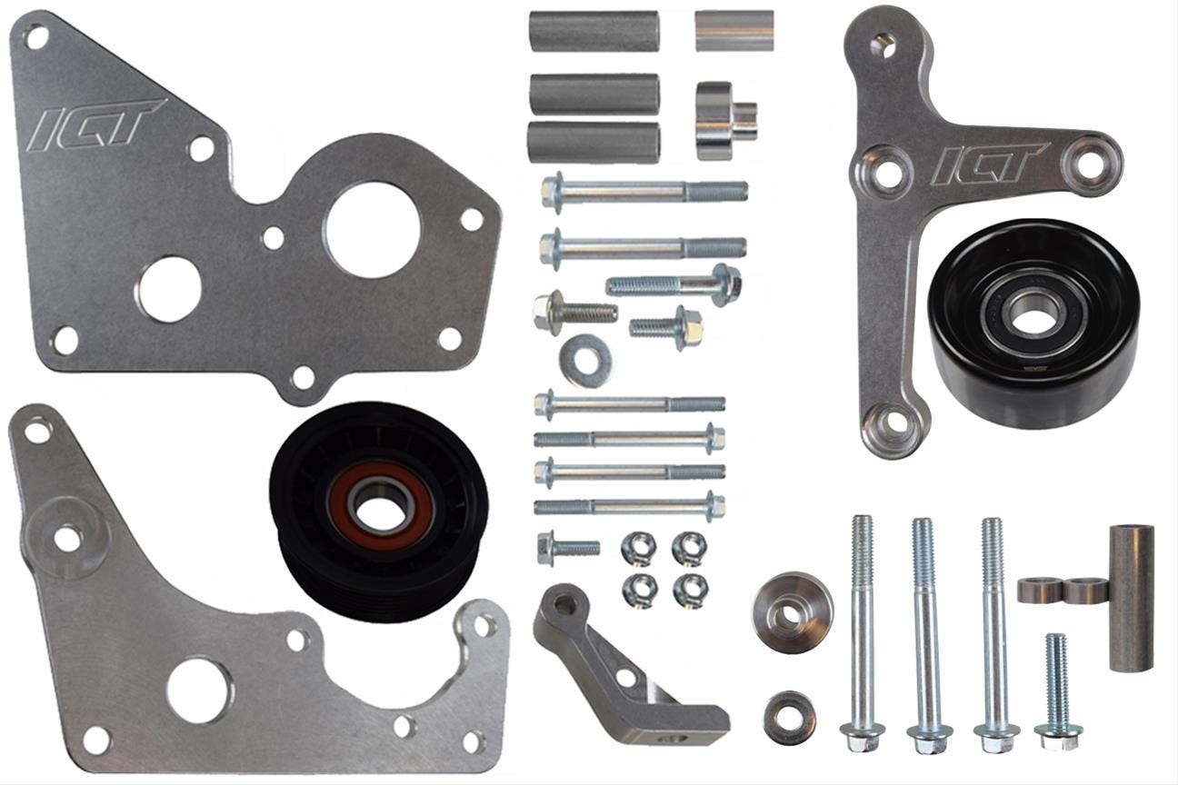 ICT Billet Alternator & Power Steering Bracket Kit - C5/SS SEDAN/G8/04-06 CTS-V Balancer - 551769-1