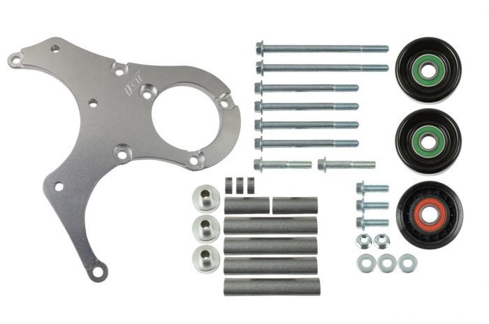 ICT Billet Alternator & Power Steering Bracket Kit - for Foxbody Mustang - LS TRUCK/2010-15 Camaro Balancer - 551791-3