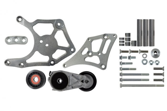 ICT Billet A/C Bracket Kit - for Foxbody Mustang - LS TRUCK/2010-15 Camaro Balancer - 551792-3