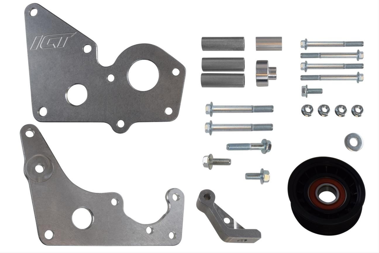 ICT Billet Power Steering Bracket Kit - Uses LS1 Water Pump - C5/SS SEDAN/G8/04-06 CTS-V Balancer - 551751-1