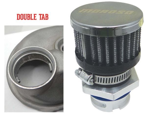 MOROSO VALVE COVER BREATHER KIT - FOR DOUBLE TAB VALVE COVER - 68840