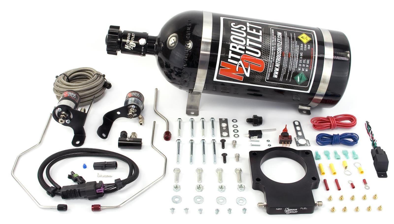 Nitrous Outlet 90MM 2010-2015 Camaro Hardline Plate System - 50-200HP - 15LB Bottle - 00-10119-90-15