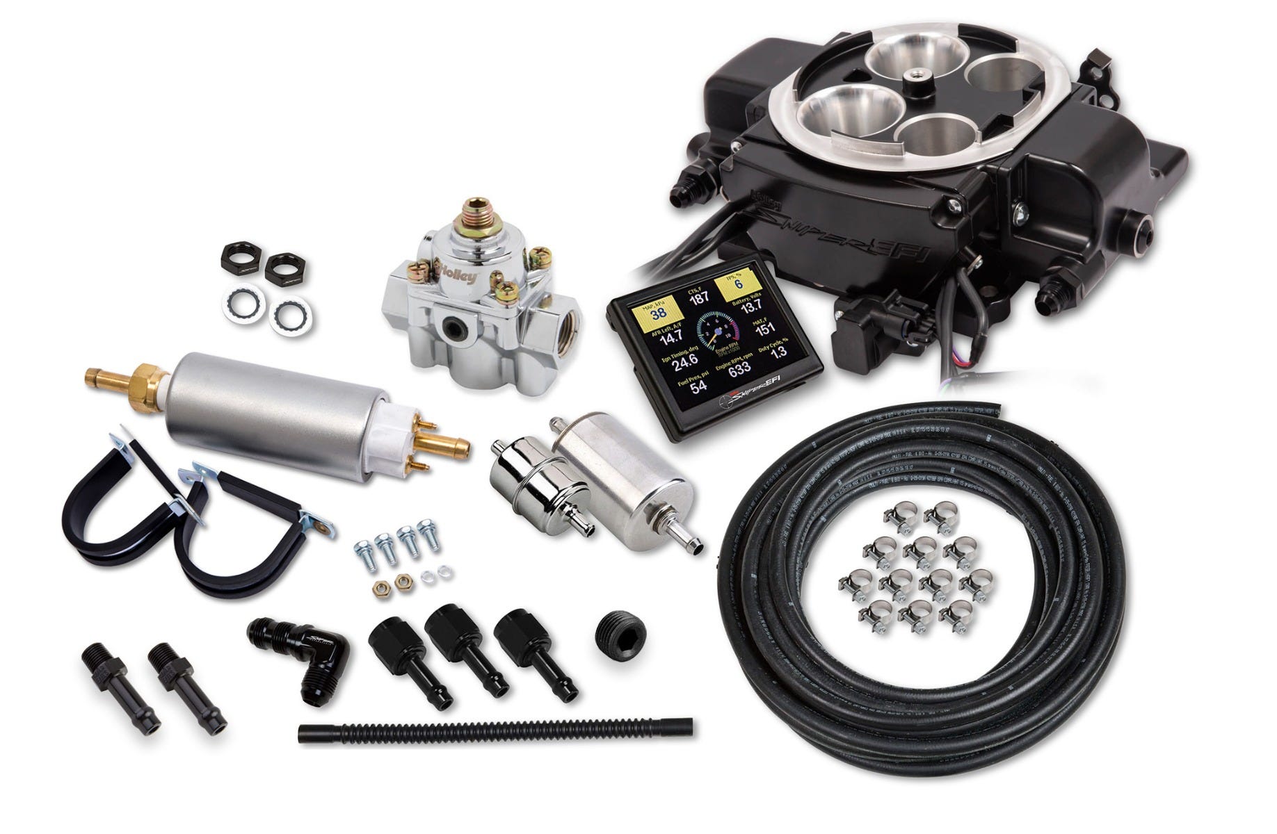 HOLLEY EFI SNIPER MASTER KIT - QUADRAJET FLANGE - BLACK - 550-868K