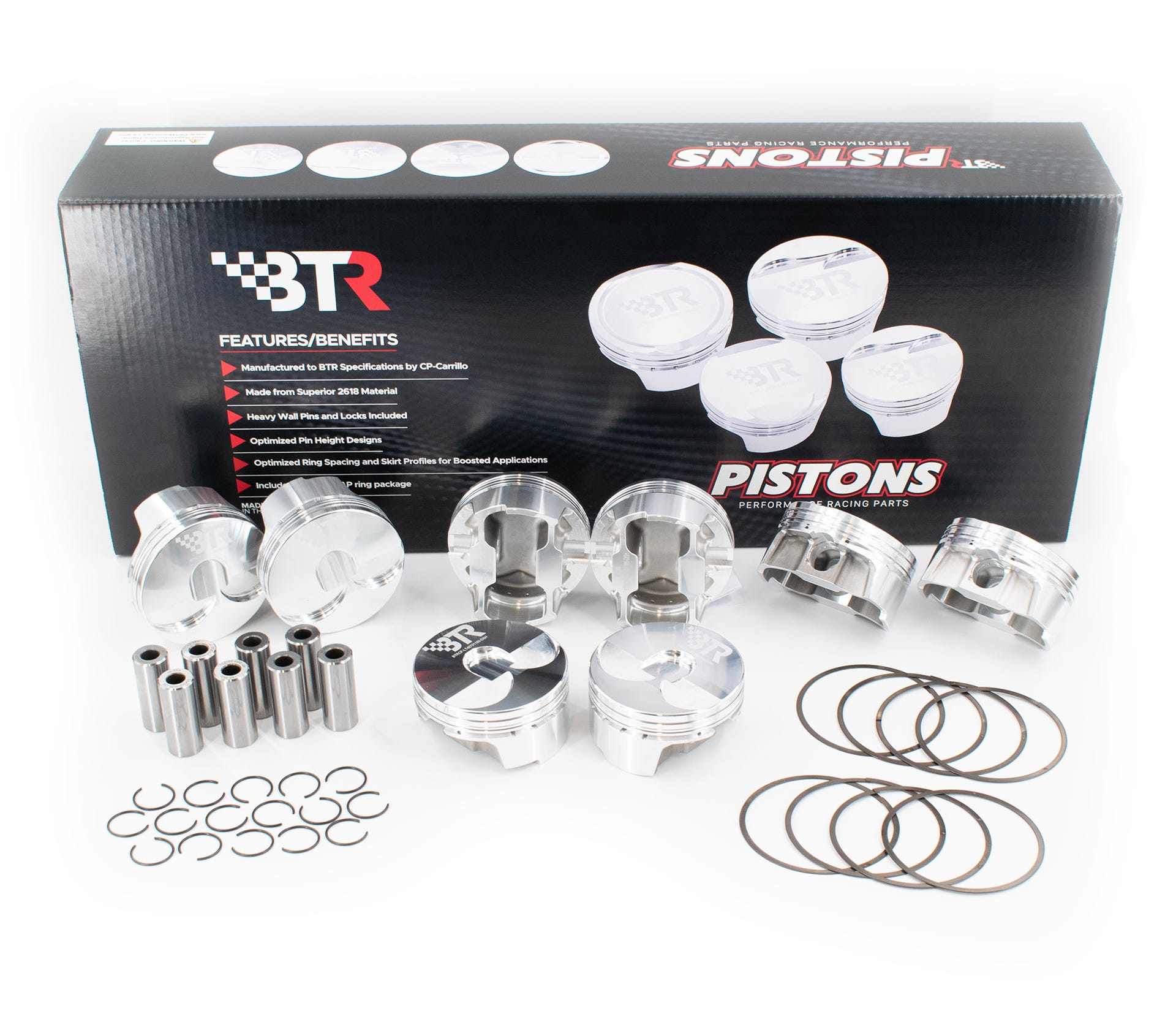 BTR CP Piston & Ring Set - Gen V LT - 4.070" - Bore - 3.860" Stroke - 6.125" Rod - 6CC Dish - BTRCP-LT40701180-DSH-8