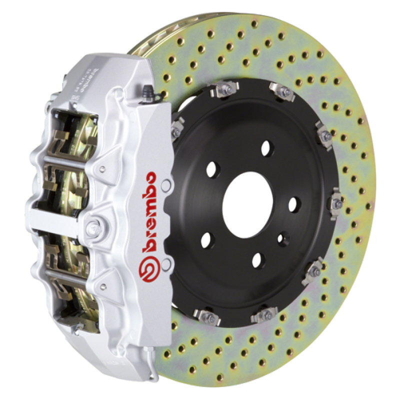 Brembo 11-23 Charger w/V8 Exc AWD/SRT8 Fr GT BBK 6Pis Cast 380x34 2pc Rotor Drilled-Silver