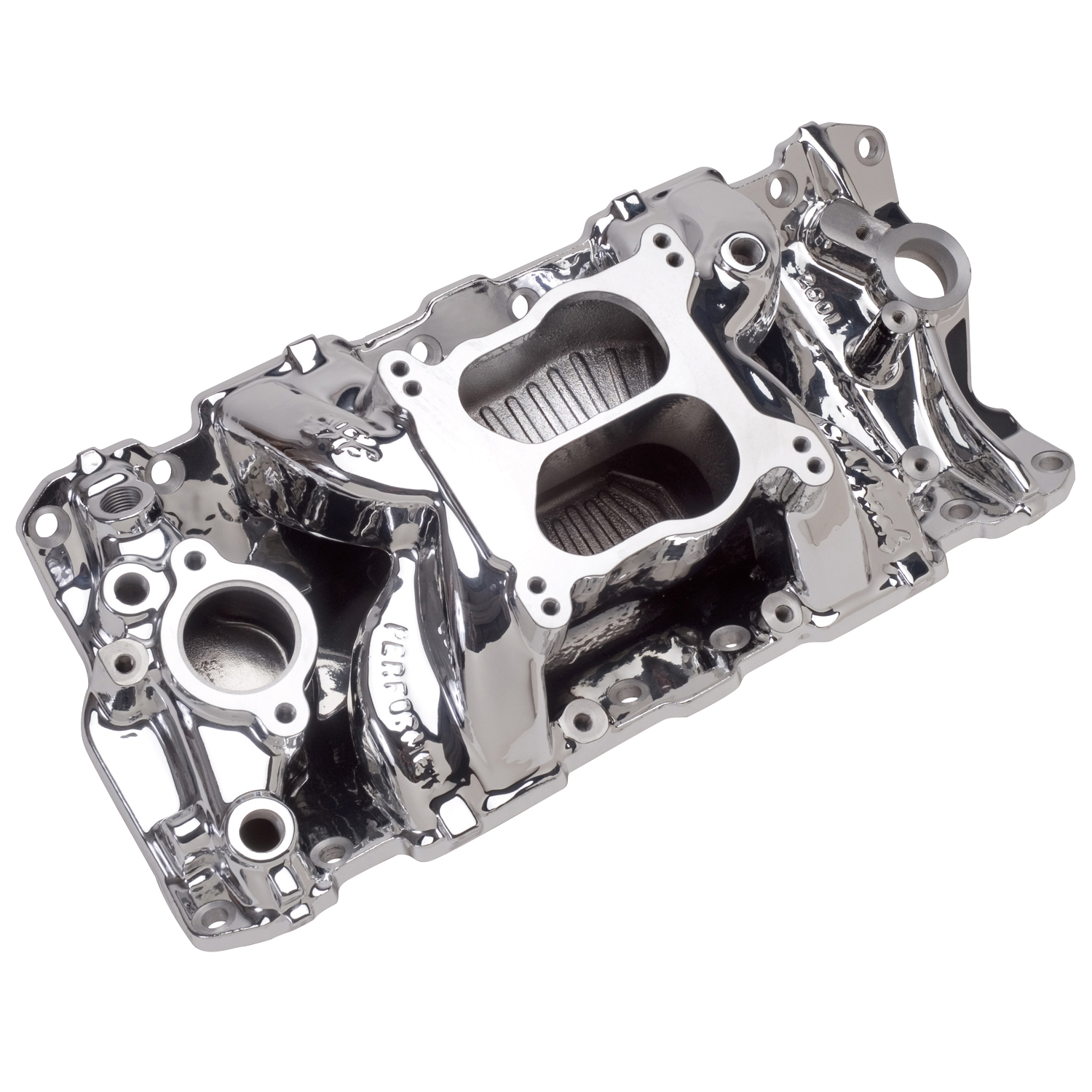 Performer Air-Gap Intake Manifold for 1955-86 S/B Chevy, EnduraShine Finish (26014)