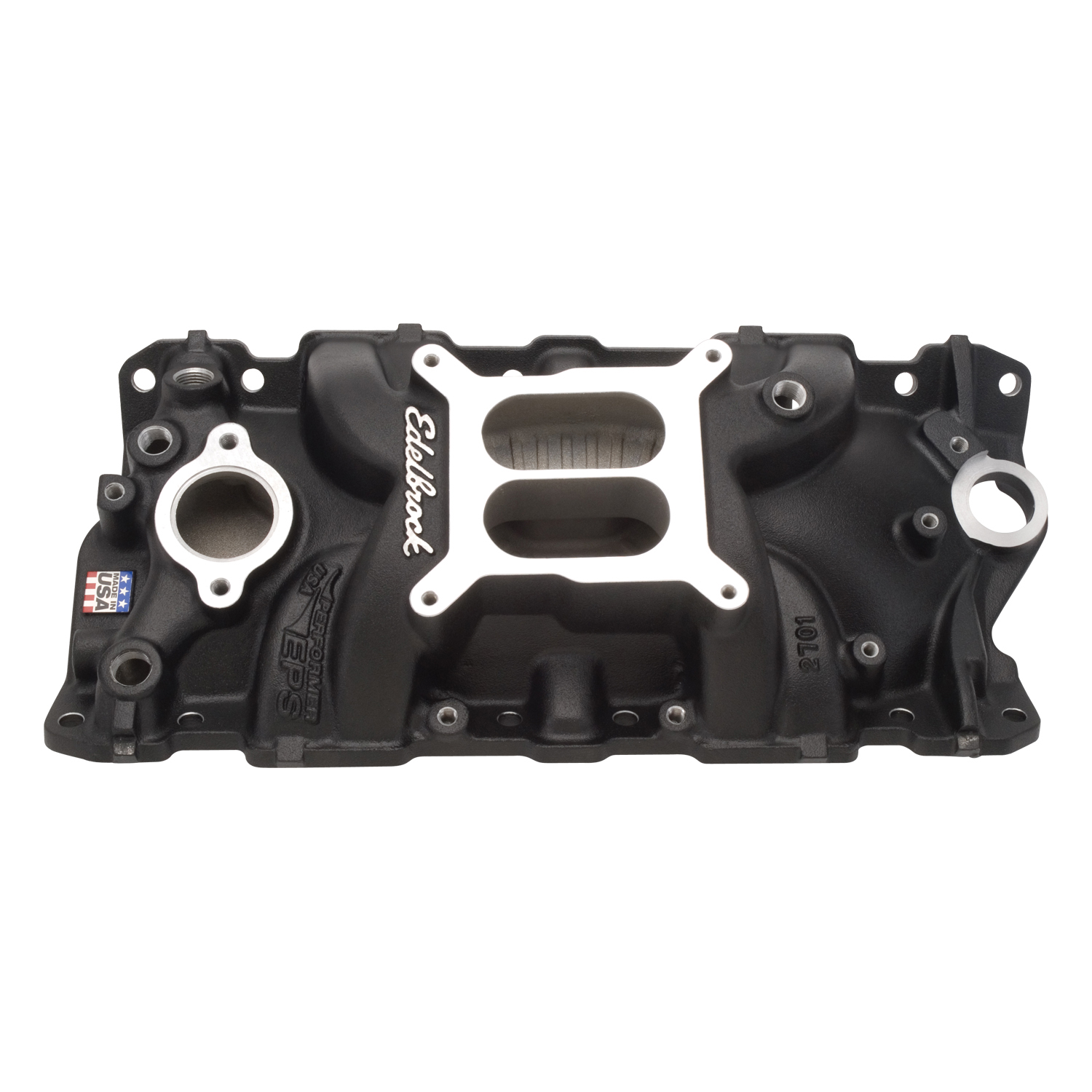 Performer EPS Intake Manifold for 1955-86 Small-Block Chevy, Black Finish (27013)