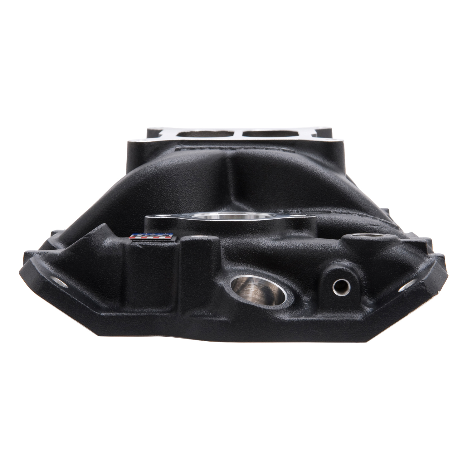 Performer EPS Manifold w/Oil Fill Tube for Small-Block Chevy, Black Finish (27033)
