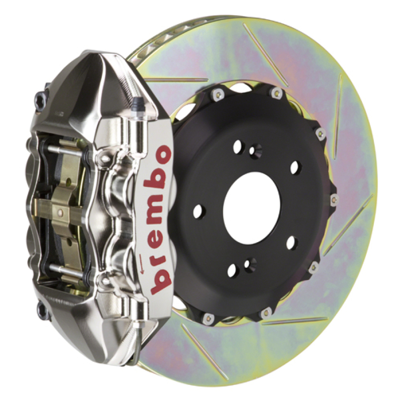 Brembo 07-15 TT 3.2L/09-15 TTS Rr GTR BBK 4Pist Billet 328x28 2pc Rotor Slotted Type1-Nickel