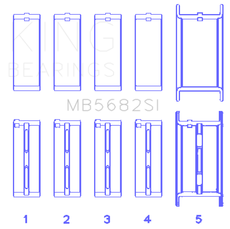 King Engine Bearings gm 496ci/8.1L 16v (Size STD) Performance Main Bearing Set