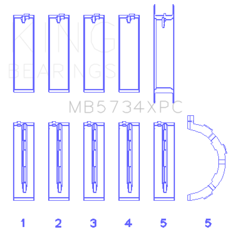 King Engine Bearings Ford 302 CID Coyote (Size STD) Performance Coated Main Bearing Set - Size STD