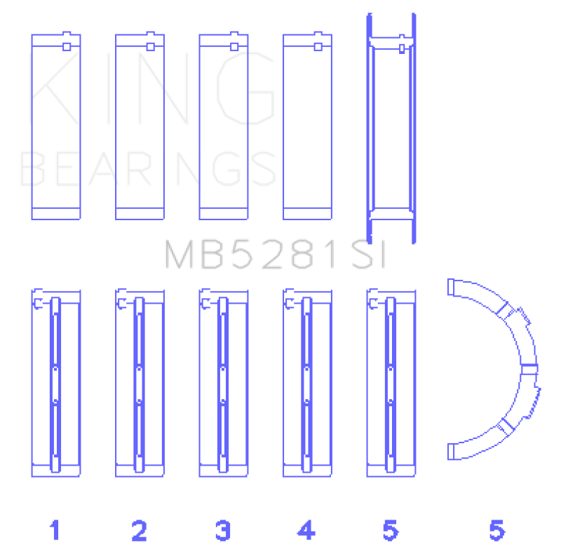 King Engine Bearings Ford 281CI 4.6L V8 (Size STD) Main Bearing Set