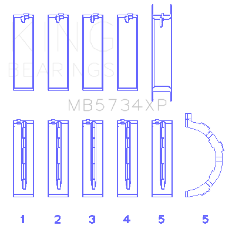 King Engine Bearings Ford Mustang 302 Coyote Performance Main Bearing Set - Size +.026mm