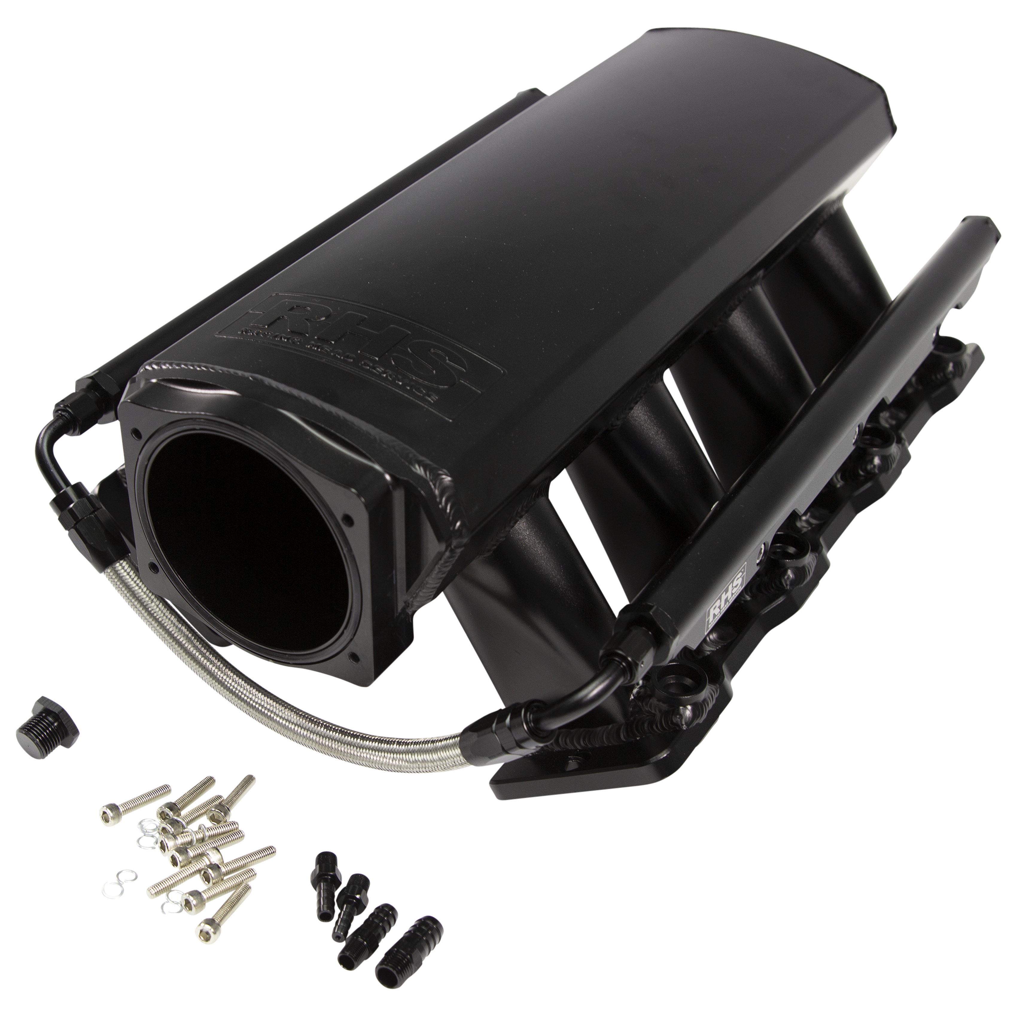 INTAKE MANIFOLD, RHS SHEET MET AL, LS CATHEDRAL PORT, BLACK W/ FUEL RAIL KIT (10902)