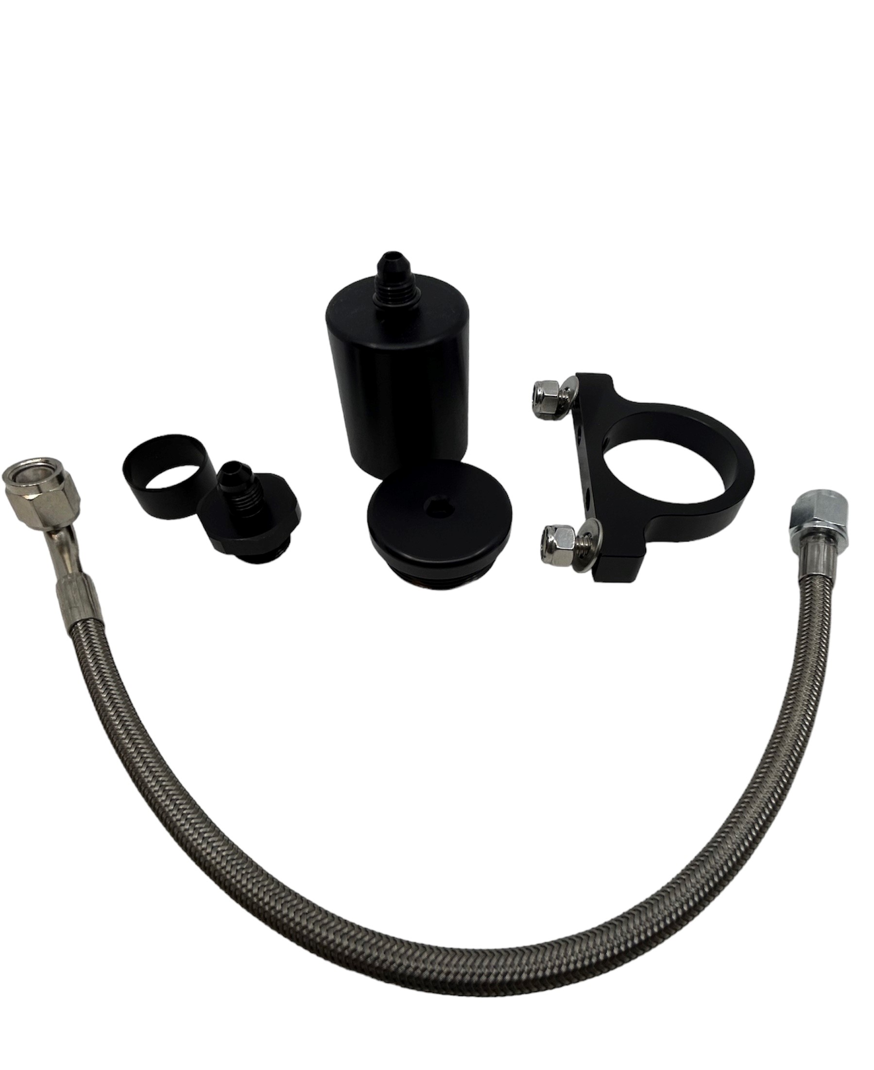 McLeod Billet remote mount reservoir w/bracket for Wilwood m/cyl - Black Anodized