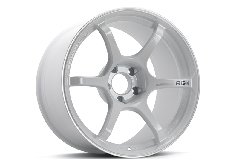 Advan RG-4 18x9.5 +25 5x112 Racing White Metallic and Ring Wheel