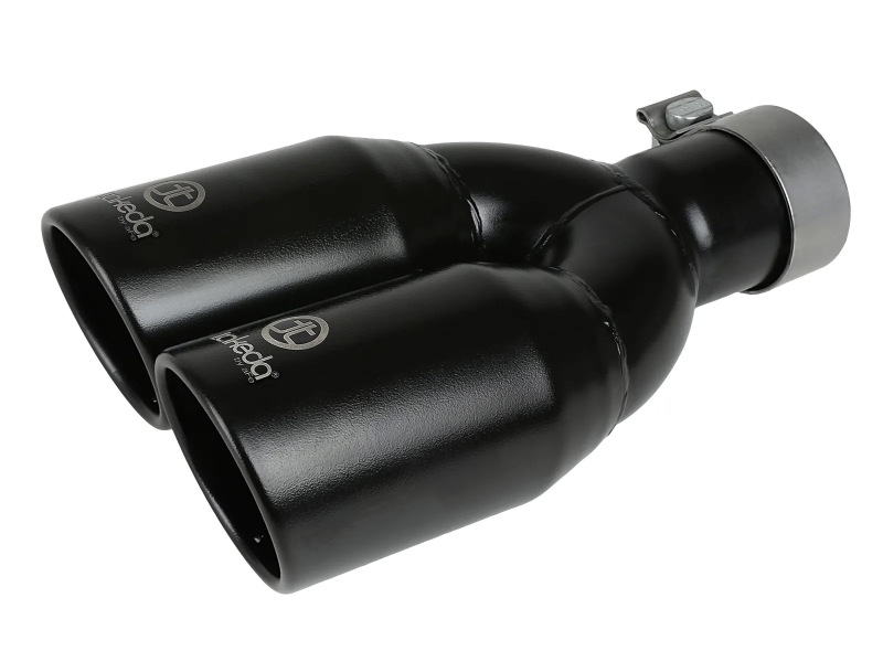 aFe Takeda 304 Stainless Steel Clamp-on Exhaust Tip Black 2-1/2ininlet x 3-1/2in Outlet X 12in L