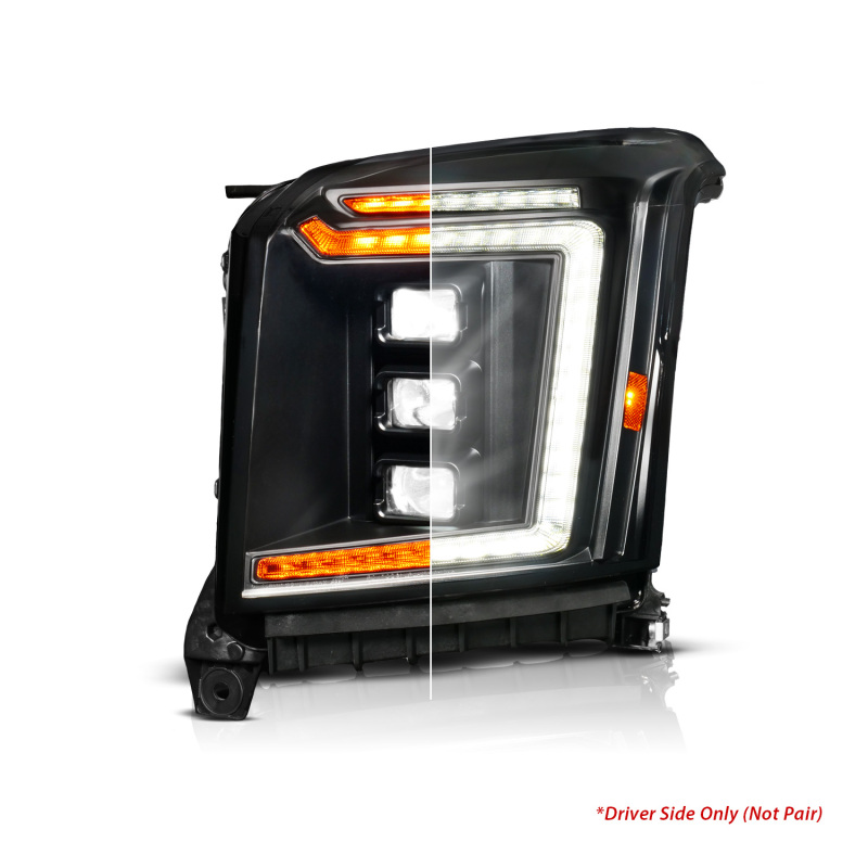 ANZO 15-20 GMC Yukon (Incl XL - Factory Halogen Models) Full LED Proj Headlights Black - Driver Side