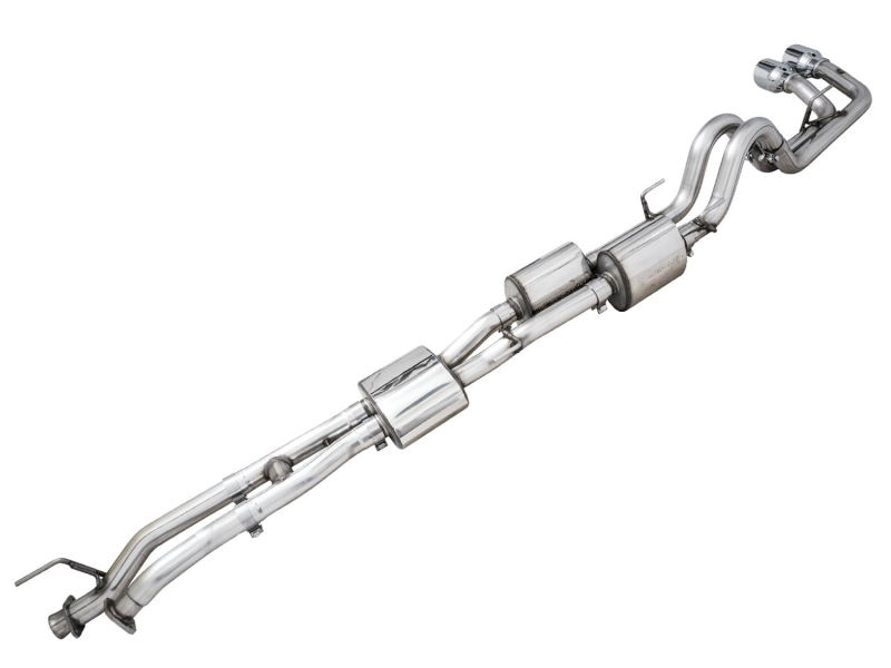 AWE Tuning 16-22 Toyota Tacoma 0FG Cat-Back Exhaust w/ BashGuard - Dual Chrome Silver Tips