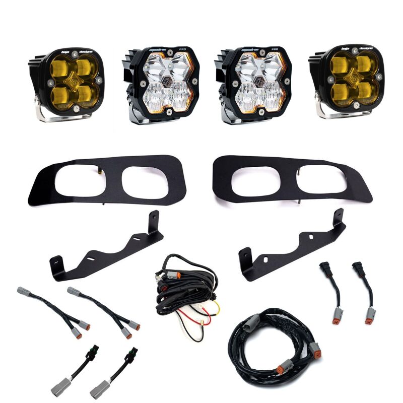 Baja Designs 23-25 Ford Super Duty Squadron Pro/SAE 2.0 Dual Fog Pocket Kit (SAE Fog) - Baja Amber
