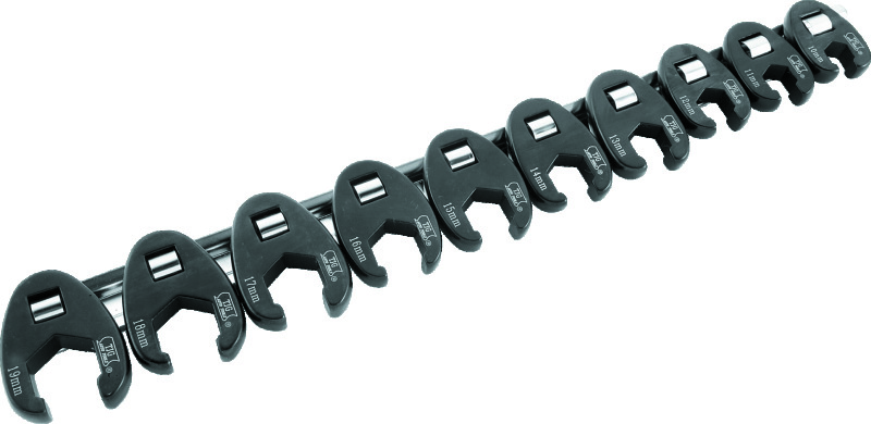 BikeMaster 10-pc 3/8in Drive Metric Flare Crow Foot Wrench Set