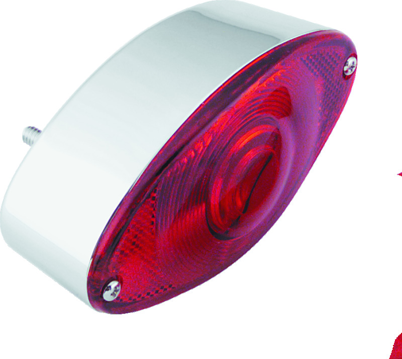 Bikers Choice Chrome Cat Eye Tail Lamp Assembly Red Lens Universal Custom