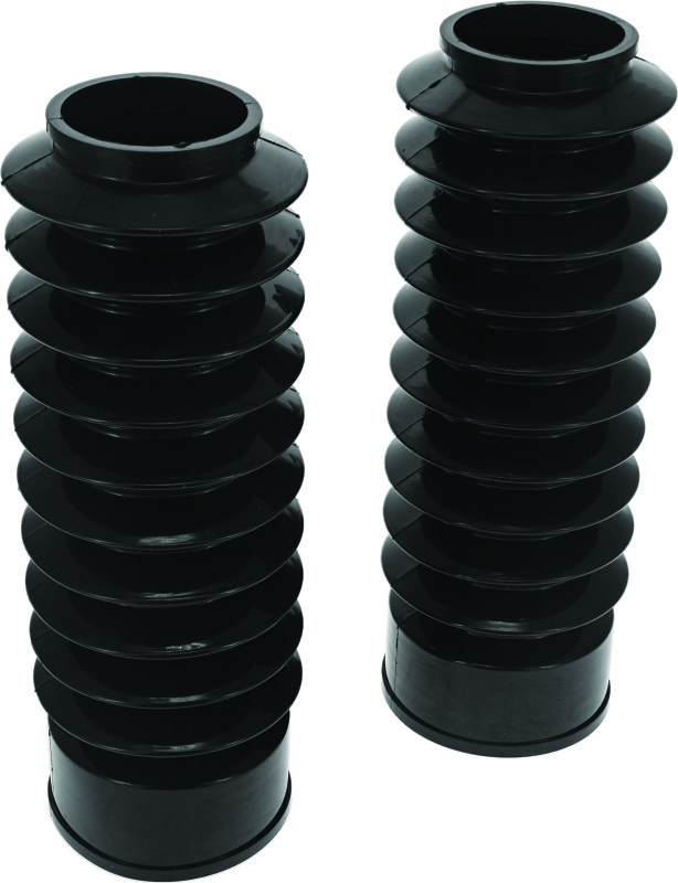 Bikers Choice 49MM Black Long Fork Boots Extended 8.75in / Collapsed 3.5in (Pair)