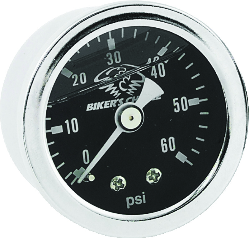 Bikers Choice Black Face Liquid Filled Oil Pressure Gauge 0-60 Psi 1/8 NPT