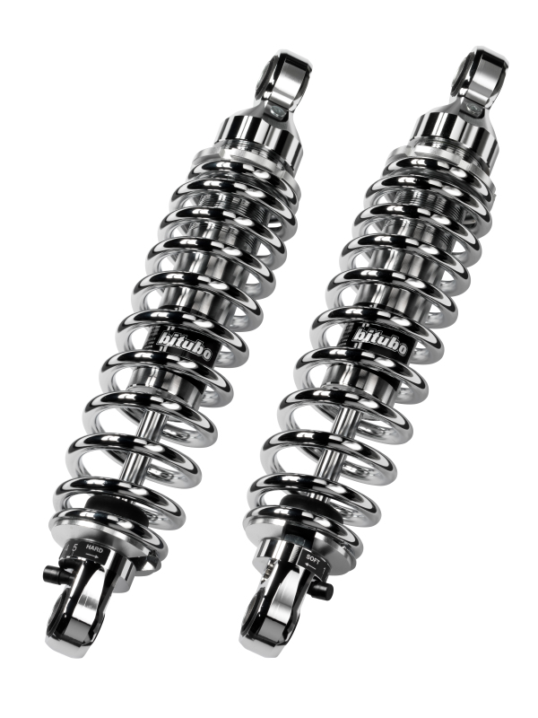 Bitubo WME0 Twinshocks Adjustable: Spring Preload, Rebound, Length 291mm, Chrome Edition