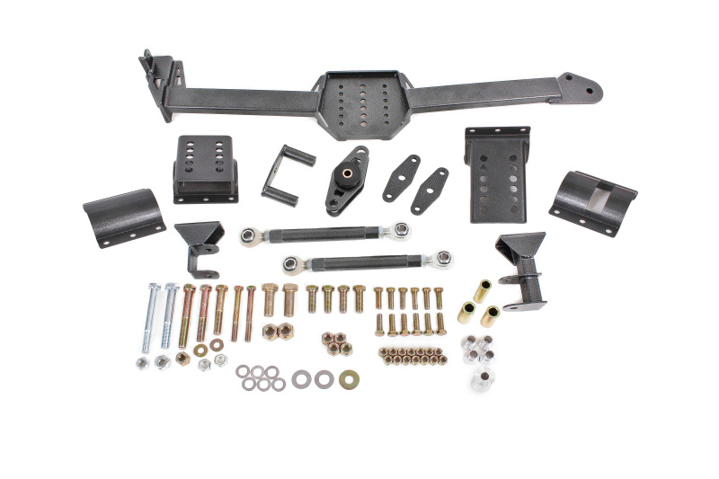 BMR 05-14 S197 Mustang Body Mount Watts Link Rod End/Poly w/ Adj. Axle Clamps - Black Hammertone