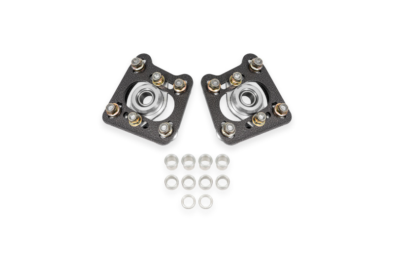 BMR 94-04 Ford Mustang Steel Caster Camber Plates - Black Hammertone