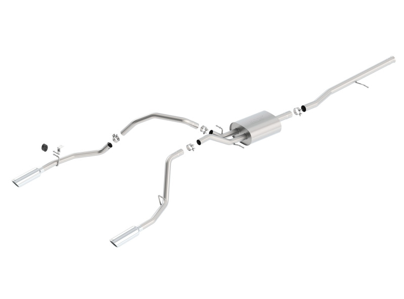 Borla 14 Silv/Sierra 1500 C/B Touring Exhaust /2.75in in Muffler 2.25inout 4inTIp SS Rear Exit