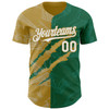 Personalized Baseball Jersey Graffiti Pattern Scratch - White Kelly Green Old Gold