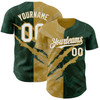 Personalized Baseball Jersey Graffiti Pattern Scratch - White Green Old Gold