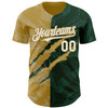 Personalized Baseball Jersey Graffiti Pattern Scratch - White Green Old Gold