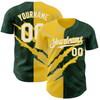 Personalized Baseball Jersey Graffiti Pattern Scratch - White Green Yellow