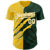 Personalized Baseball Jersey Graffiti Pattern Scratch - White Green Yellow