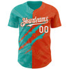 Personalized Baseball Jersey Graffiti Pattern 3D Scratch - White Orange Aqua