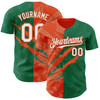 Personalized Baseball Jersey Graffiti Pattern 3D Scratch - White Kelly Green Orange