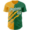 Personalized Baseball Jersey Graffiti Pattern 3D Scratch - White Kelly Green Gold