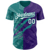 Personalized Baseball Jersey Graffiti Pattern 3D Scratch - White Purple Teal